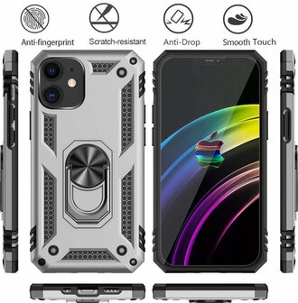 iPhone 12 Mini Grijs - Armor met Kickstand Ring
