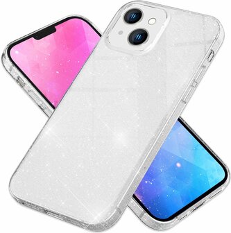iPhone 15 - Glitter Back Cover - Zilver