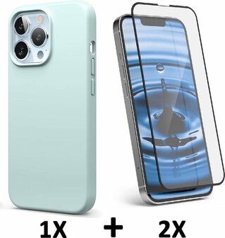 iPhone 13 Pro - Back Cover &amp;amp; 2x Full Glas - Turquoise