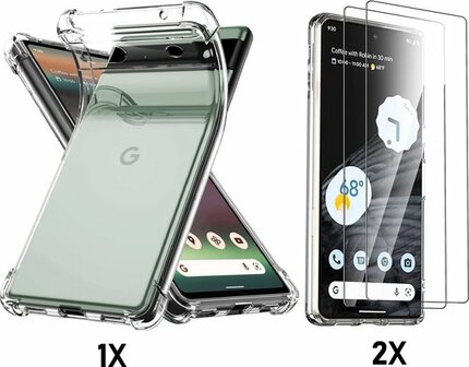 Pixel 6A - Anti Shock &amp;amp; 2x Glas - Transparant