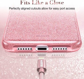 iPhone 12 Mini - Glitter Back Cover - Roze