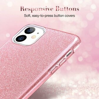 iPhone 12 Mini - Glitter Back Cover - Roze