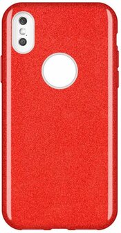 iPhone XS Max - Glitter Back Cover - Rood