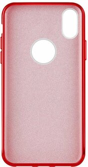 iPhone XS Max - Glitter Back Cover - Rood