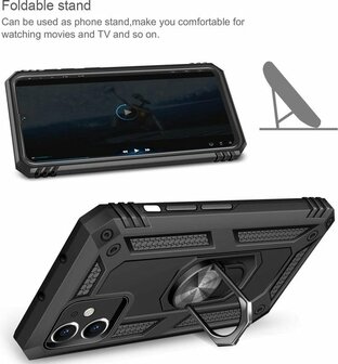 iPhone 12 Mini Zwart - Armor met Kickstand Ring