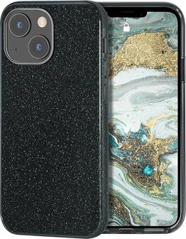 iPhone 14 - Glitter Back Cover - Zwart
