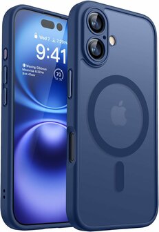 iPhone 16 - Matte MagSafe Armor Back Cover - Blauw