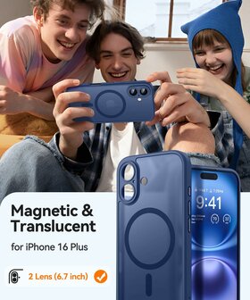 iPhone 16 - Matte MagSafe Armor Back Cover - Blauw