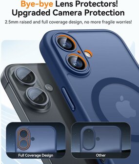 iPhone 16 - Matte MagSafe Armor Back Cover - Blauw