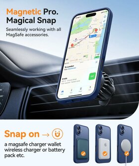 iPhone 16 - Matte MagSafe Armor Back Cover - Blauw