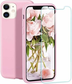 iPhone 12 Mini - Back Cover &amp;amp; Glas - Roze