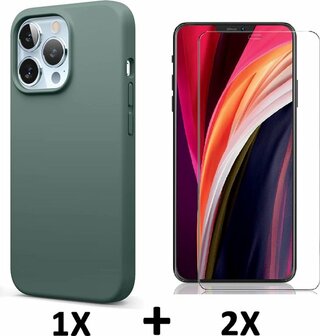 iPhone 13 Pro - Back Cover &amp;amp; 2X Glas - Groen