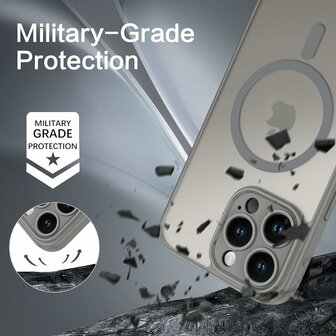 iPhone 16 Pro Max - Matte MagSafe Armor Back Cover - Grijs