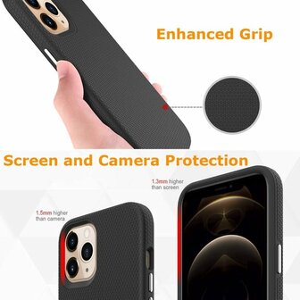 iPhone 12 Pro Max Zwart - Anti Slip Matte Armor