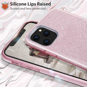 iPhone 12 Pro Max - Glitter Back Cover - Roze