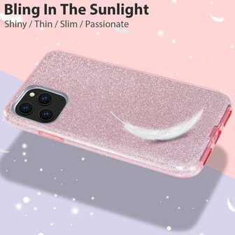 iPhone 12 Pro Max - Glitter Back Cover - Roze