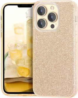 iPhone 14 Pro Max - Glitter Back Cover - Goud