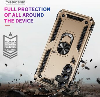 Samsung A55 - Goud - 2X Glas - Armor met Kickstand Ring