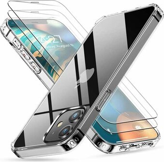 iPhone 12 Mini - Back Cover &amp;amp; 2X Glas - Transparant