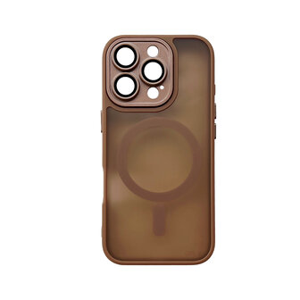iPhone 16 Pro - Bruin - Matte Armor met Cam Bescherming - Geschikt voor MagSafe