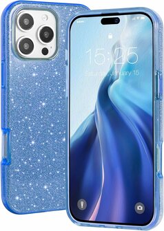 iPhone 16 Pro - Glitter Back Cover - Blauw