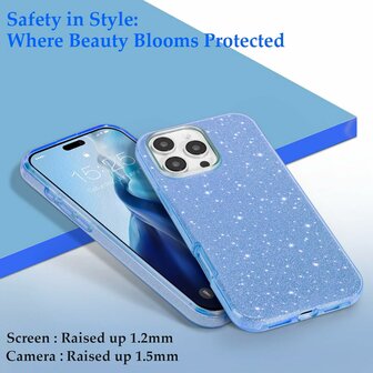 iPhone 16 Pro - Glitter Back Cover - Blauw