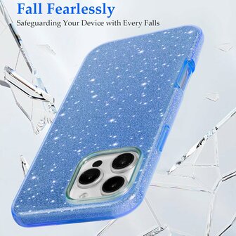iPhone 16 Pro - Glitter Back Cover - Blauw