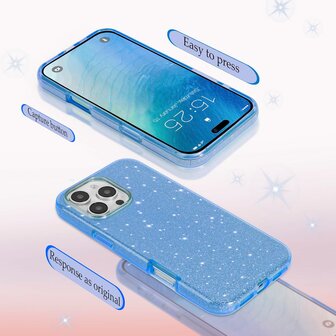 iPhone 16 Pro - Glitter Back Cover - Blauw