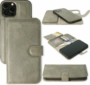 iPhone 11 Grijs - 2 in 1 HQ Book met Extra Vakken
