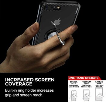 iPhone 7 Plus - Carbon Armor Back Cover met Ring - Zwart