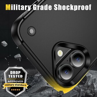 iPhone 16 - Kickstand Armor Back Cover - Zwart