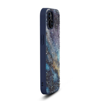 iPhone 12 - Diamant Marmer Glitter - Blauw