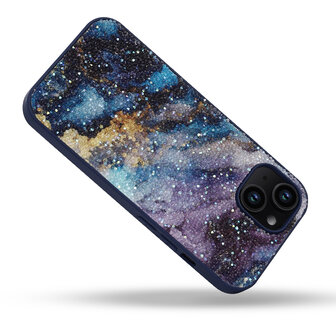 iPhone 12 - Diamant Marmer Glitter - Blauw