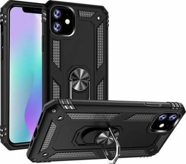 iPhone 11 - Armor met Kickstand Ring - Zwart