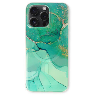 iPhone 15 Pro Max Blauw - MagSafe TPU Marmer