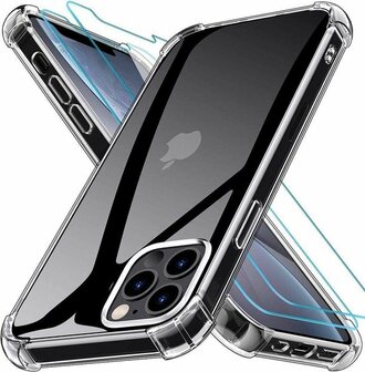 iPhone 12 Pro Max - Anti Shock &amp;amp; 2X Glas - Transparant