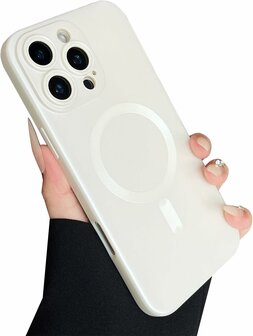 iPhone 16 Pro - Zilver - Matte Siliconen MagSafe Back Cover
