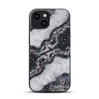 iPhone 12 - Diamant Marmer Glitter - Zwart