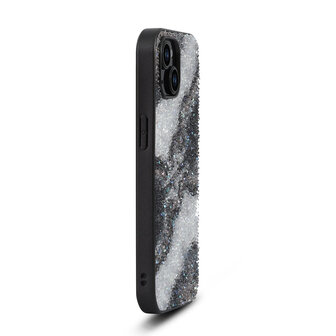 iPhone 12 - Diamant Marmer Glitter - Zwart