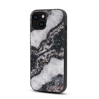 iPhone 12 - Diamant Marmer Glitter - Zwart