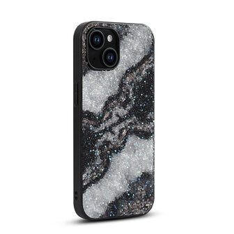 iPhone 12 - Diamant Marmer Glitter - Zwart