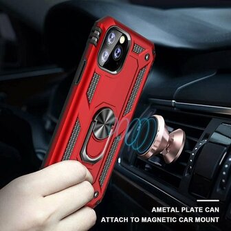iPhone 11 Pro Max - Armor met Kickstand Ring - Rood
