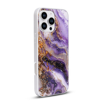 iPhone 16 Pro - Paars - Camera Marmer MagSafe Back Cover