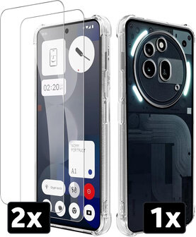 Nothing Phone 3a Pro &amp;amp; 2x Glas - Anti Shock - Transparant