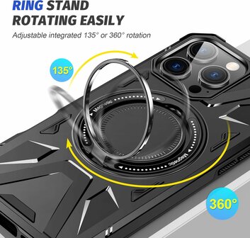 iPhone 16 Pro Max - MagSafe Kickstand Armor Back Cover - Zwart