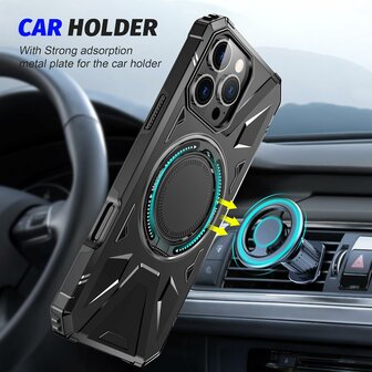 iPhone 16 Pro Max - MagSafe Kickstand Armor Back Cover - Zwart