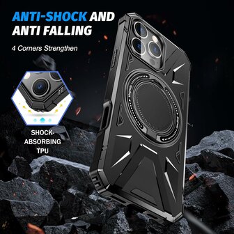 iPhone 16 Pro Max - MagSafe Kickstand Armor Back Cover - Zwart
