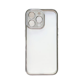iPhone 12 - Glitter Cam Back Cover - Zilver