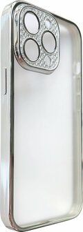 iPhone 12 - Glitter Cam Back Cover - Zilver