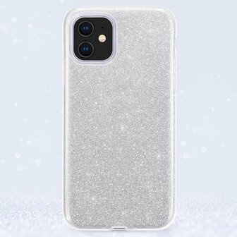 iPhone 12 Mini - Glitter Back Cover - Zilver